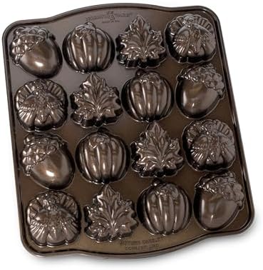 Nordic Ware Autumn Cakelet Pan, 3-Cup, Bronze