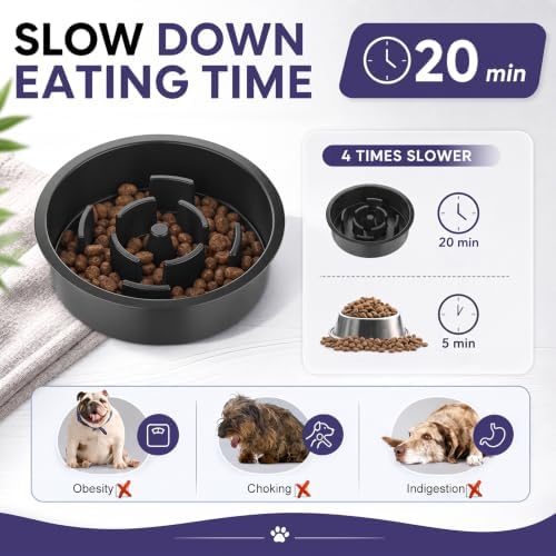 XIAZ Elevated Dog Bowls Large Breed Raised Dogs Bowl Stand Large/Medium Sized Dog Slow Feeder Dogs Bowls Food Water Stands 5 Heights Adjustable 9/11/12/14in Pet Feeder Dish Station