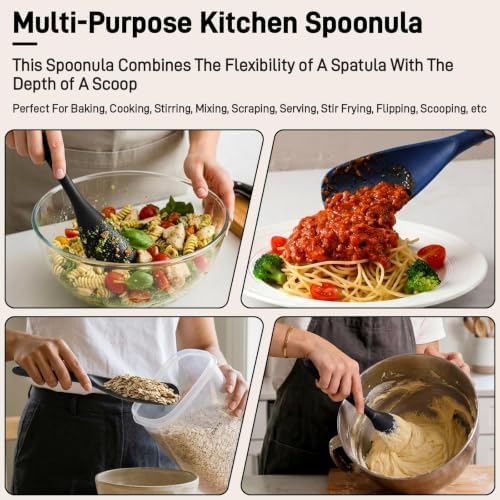 3 PACK Silicone Cooking Spatula & Spoon for Nonstick Cookware, BPA-Free