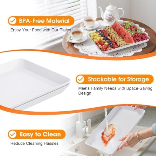 Serving Trays, Serving Platter, Plastic Trays, 10-Pack, White