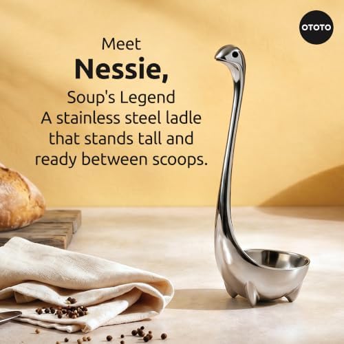 OTOTO The Original Nessie Stainless Steel Ladle - Soup Ladle, Cute Gifts, Funny Kitchen Gadgets, Loch Ness design, Cooking Gifts, BPA Free