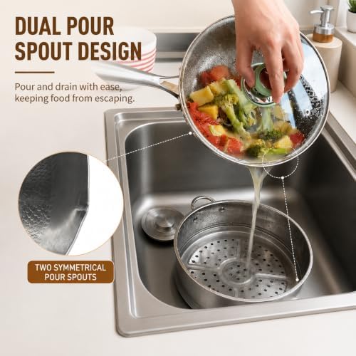 Titanium Saucepan with Lid, No Coating Non-Stick Titanium Pot（1.5 QT)