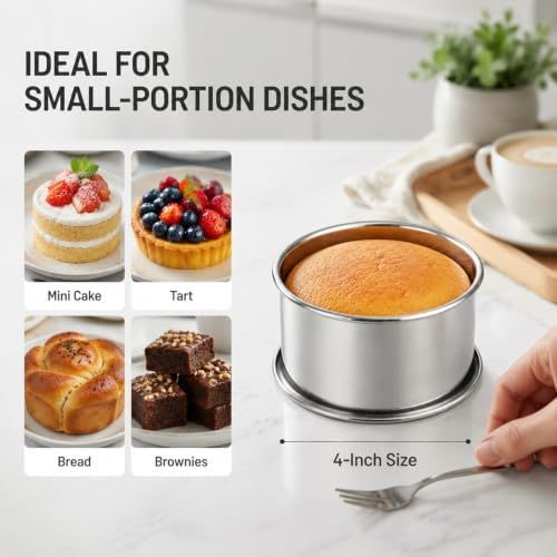 TeamFar 4 Inch Cake Pan, 12 Pcs Stainless Steel Round Baking Cake Pans Set