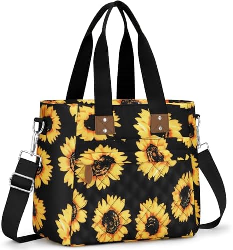 Capolo Lunch Bag for Women,Large Insulated Lunchbox Tote Reusable,L-Flower