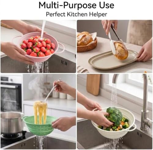 Collapsible Silicone Colander Set of 3, Tongs Included