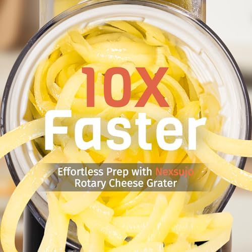 5-in-1 Rotary Cheese Grater Hand Crank, Vegetable Slicer Shredder with 5 Interchangeable Blades, Graters for Kitchen, Safe Kitchen Tool for Cheese, Nuts, Chocolate, Black