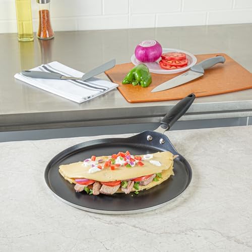 Restaurantware Nonstick Griddle 1 Count 12 x 12 Inch Aluminum Nonstick Frying Griddle With Bakelite Handle - Square Frying Pan With Even Heating - Black Cooking Surface For Home Kitchens