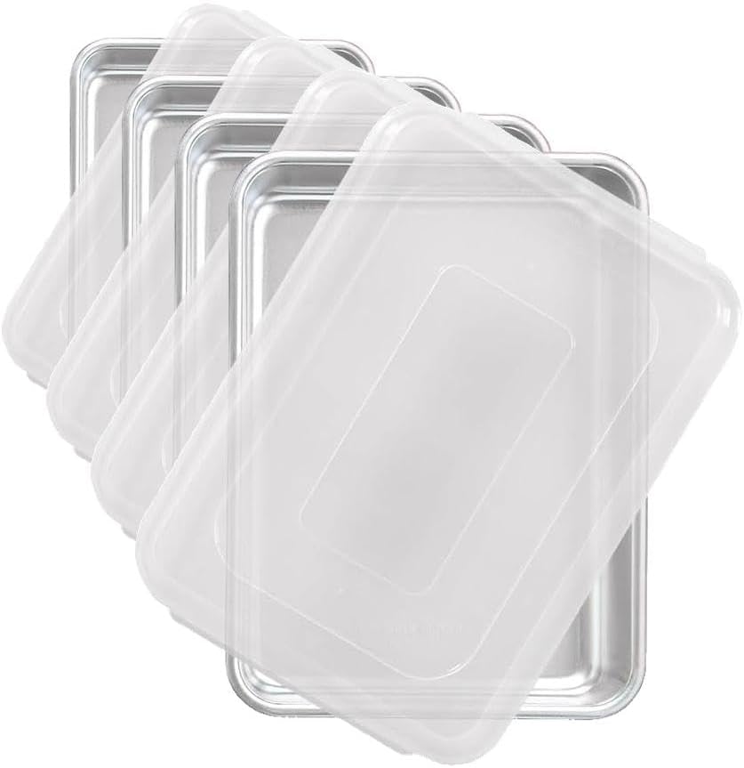 Nordic Ware Natural Aluminum Commercial Cake Pan with Lid,Rectangle Pan with Lid Silver,9 x 13,(Pack of 4)