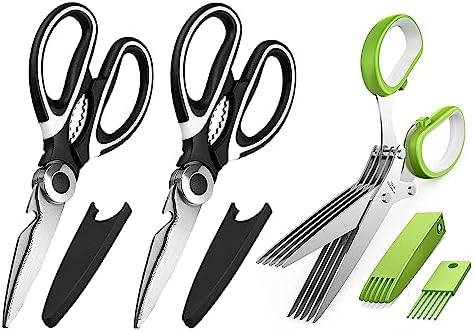 OMDAR Kitchen Scissors 3 Pack - Replacement - Stainless Steel Cooking Shears for Cutting Meat, Food, Fish, Poultry Multipurpose Sharp Sissors for Dishwasher Safe, 8.3 Inch