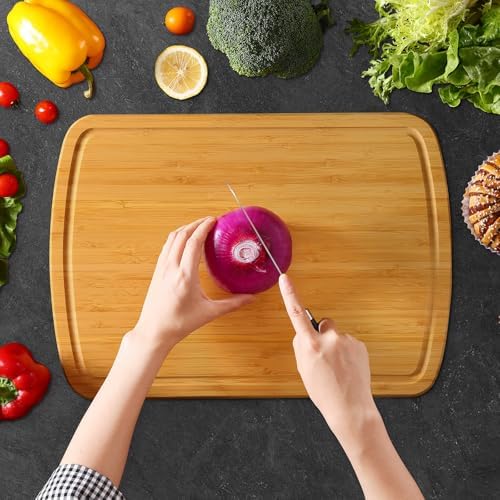 Homaxy Extra Large Bamboo Cutting Boards for Kitchen, 18x12.5"