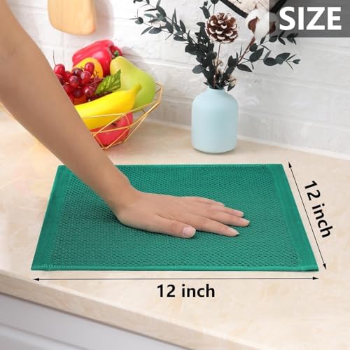 Homaxy 100% Cotton Waffle Weave Kitchen Dish Cloths 18-Pack, Dark Green