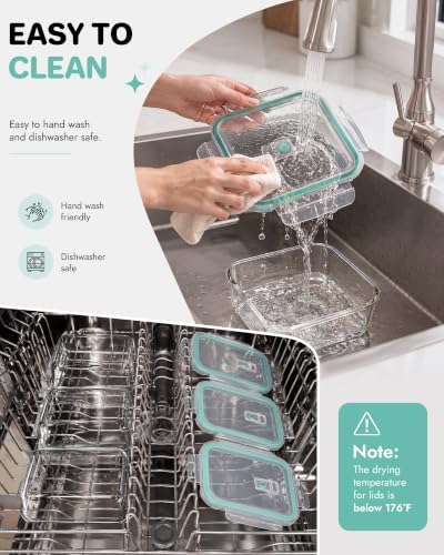 10-Pack Borosilicate Glass Food Storage Containers Set with Airtight Lids – Oven, Microwave & Freezer Safe, Leak-Proof, BPA-Free – Baking, Meal Prep & Gift Box