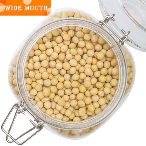 34oz Square Glass Food Storage Jars with Airtight Clamp Lids 3 Pack