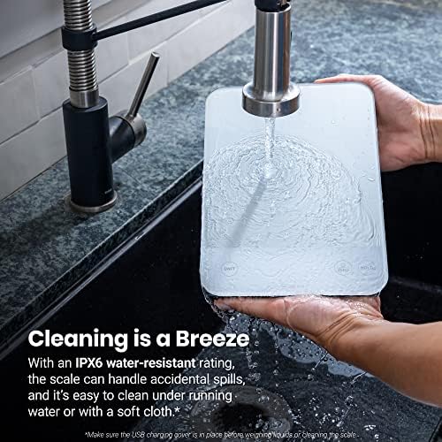 Etekcity 22lb Food Kitchen Scale, USB Rechargeable, IPX6 Waterproof