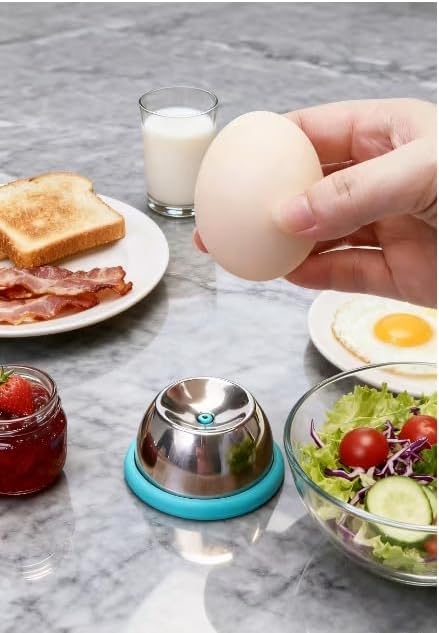Stainless Steel Egg Piercer with Retractable Pin - Prevents Eggs From Cracking While Boiling, Makes Perfect Easy-Peel Hard Boiled Eggs Every Time, Kitchen Gadget Tool (Blue)