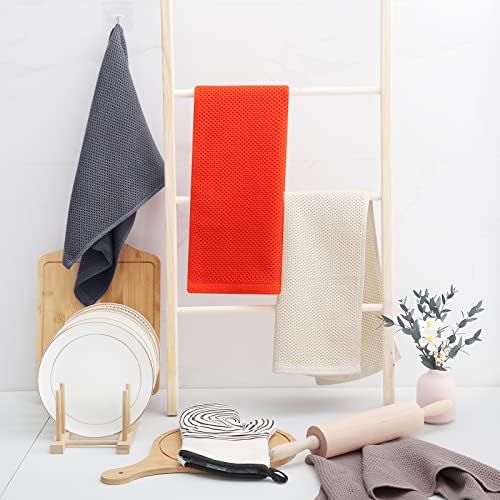 Homaxy 100% Cotton Waffle Weave Kitchen Dish Towels 4-Pack, Multicolor