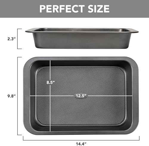 Tiawudi Cake Pan, Nonstick Baking Pan for Cake, Bread, Brownie or Lasagna, Heavy Duty Baking Dish with Diamond Texture Pattern and Wide Grips