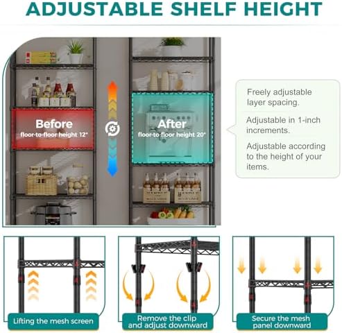 SINGAYE 6 Metal Shelves Wire Shelving Storage Shelf Adjustable Unit Pantry