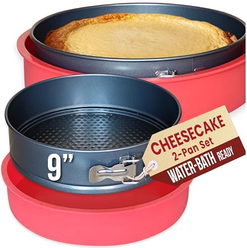 Spring Form Pan for Cheesecake, 9 Inch with Leakproof Silicone Sleeve