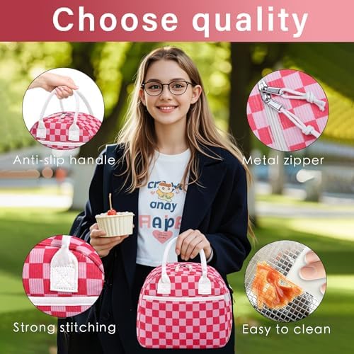 Carry bloom Lunch Box for Women, Insulated Lunch Bag Cute Corduroy Lunchbag