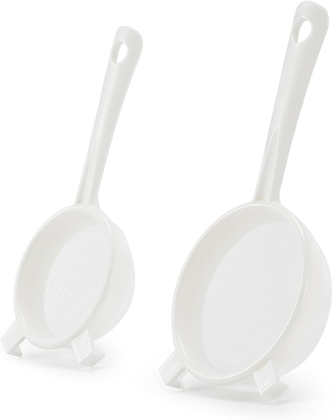 Kefir Strainer Set, Plastic Non-Metal Sieve with Fine Mesh, 3.15 and 3.94 Inch, for Mason Jars, Milk and Water Kefir, Kombucha