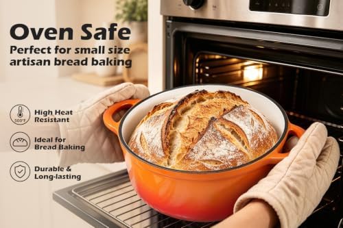 Leonyo 2-Quart Small Enameled Cast Iron Dutch Oven Pot with Lid, Orange