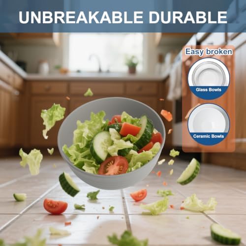 Wheat Straw Bowls Sets of 6, 26oz Plastic Bowl Reusable, Unbreakable Cereal Bowl, Microwave and Dishwasher Safe Soup Bowls for Kitchen, Camping, RV, Party - BlackBeige