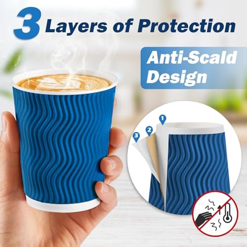 SIUQ 90 Pack - 8 oz Disposable Coffee Cups with Lids and Straws