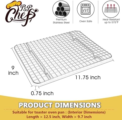 P&P CHEF 11.75 Inch Stainless Steel Cooling Baking Rack Set of 2