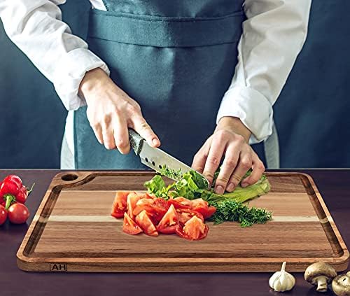 AZRHOM Large Acacia Wood Cutting Board 18x12 In Chopping Board