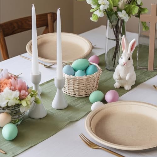 ECOLipak 125 Pack 10 inch Compostable Disposable Paper Plates for Party