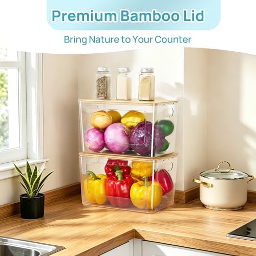 Vtopmart 2 Pack Trash Bag Holder with Bamboo Lid, Garbage Bag Dispenser