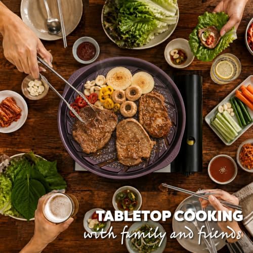 TECHEF - Stovetop Korean BBQ Non-Stick Grill Pan with Agni Portable Gas Stove Burner, Made in Korea (Grill Pan w Stove)