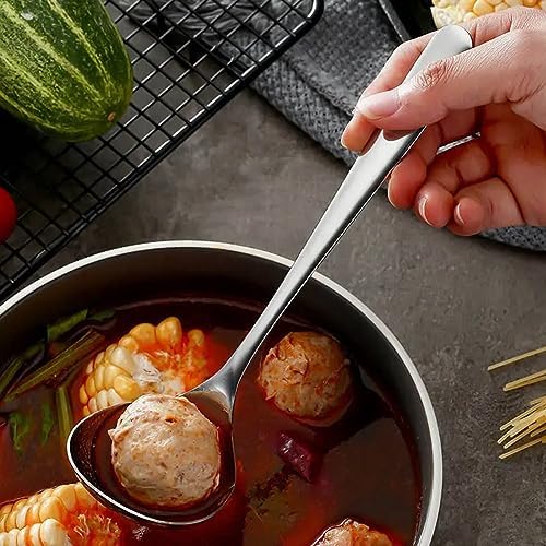 Soup Ladle, 2Pcs 304 Stainless Steel Ladle Spoon Small Gravy Soup Ladle Kitchen Utensil Cooking Serving Spoon for Cooking Buffet, Party, Kitchen(6.69inch+8.07inch)