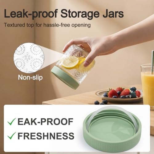 8 pack 16 oz Overnight Oats Containers with Lids, Glass Food Storage Container, Salad Jars, Mason Jars for Overnight Oats, Yogurt, Oatmeal, Salad, Coffee, Spices