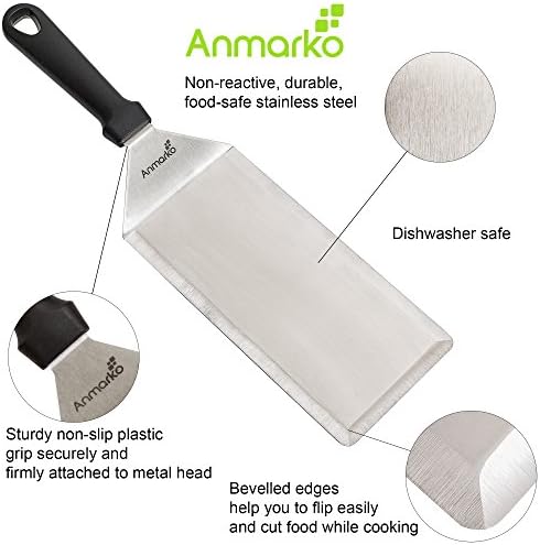 Big Metal Griddle Spatula - Grill spatula 4 x 8 in Large Burger Smasher Hamburger Turner Scraper - Pancake Flipper - Great for BBQ Grill and Flat Top Griddle - Commercial Grade