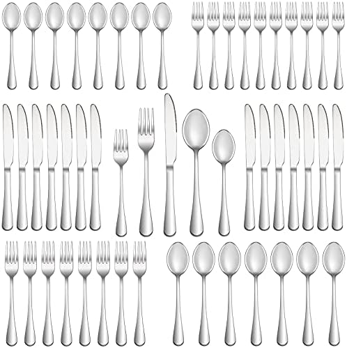 60 Piece Silverware Set Service for 12,Premium Stainless Steel Flatware Set,Mirror Polished Cutlery Utensil Sets,Durable Home Kitchen Eating Tableware Sets,Include Fork Knife Spoon,Dishwasher Safe