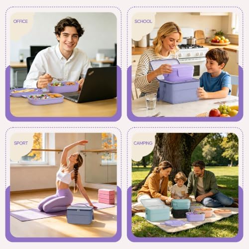 Adults 3-Tier Stackable Leak-Proof Bento Lunch Box Set with Lunch Bag