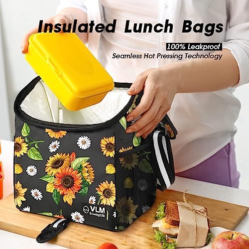 VLM Lunch Box for Women, Insulated Lunch Bag Women, Cute Floral Lunch Tote