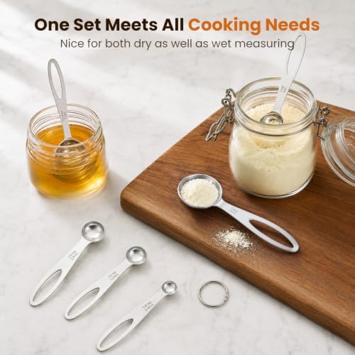 6Pcs Measuring Spoons Set, Stainless Steel Kitchen Measure Tools