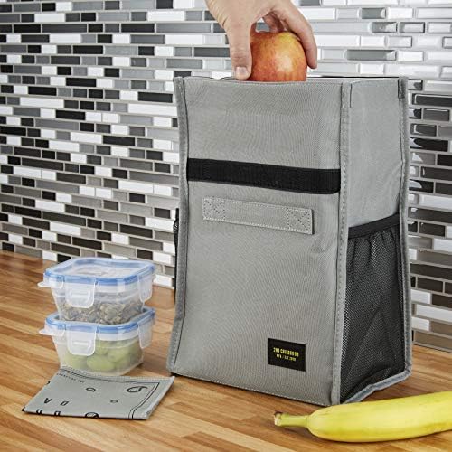 2nd Childhood Insulated Lunch Bag for Men, Durable & Reusable, Grey