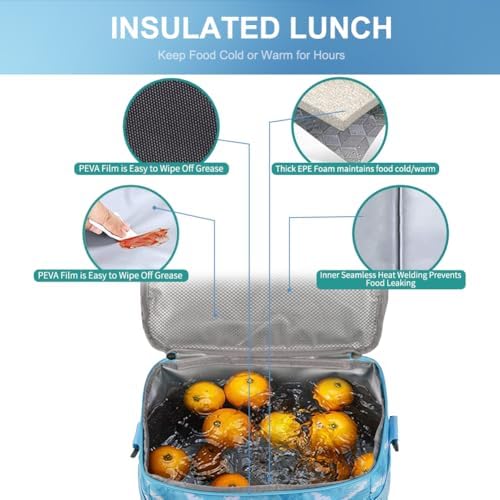 iknoe Insulated Lunch Bag, Foldable 8.5L Cooler Bag for Men & Women, Lunch Box