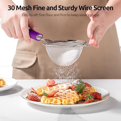 U-Taste Fine Mesh Strainer, 18/8 Stainless Steel Sieve 30 Mesh, S/Purple