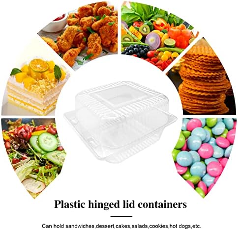 100 Pcs Clear Hinged Plastic Containers with Lids,Individual Cake Slice Containers,Square Plastic Food Container,Disposable Clamshell Take Out Containers for Cakes,Cookies,Pasta,Sandwiches,Salad