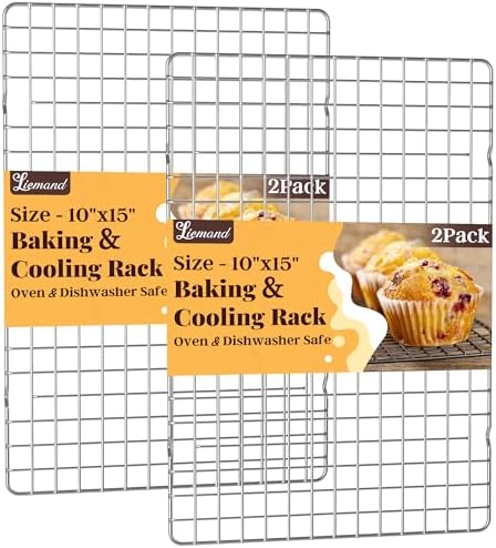 2 PCS Grid Wire Baking Cooling Racks, 10" x 15", Silver