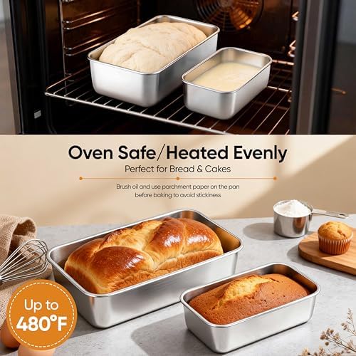 LIANYU Bread Pan Set, 9x5Inch Loaf Pans & 6.3x3.5Inch Mini Bread Baking Pan