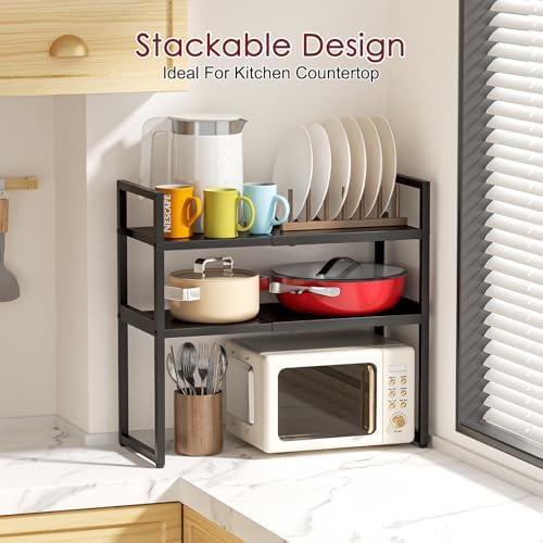 2 Pack Expandable Storage Shelves,100LBS Heavy Duty Metal Shelving Units