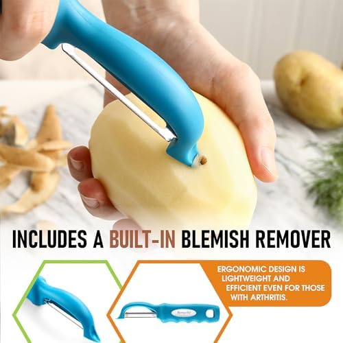 Spring Chef Swivel Vegetable Peeler with Soft Grip Handle, Set of 2, Teal