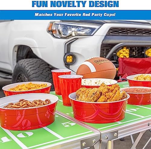 GoBig Red Party Cup Bowls - Large Disposable Plastic Bowls - 22 oz or 60 oz