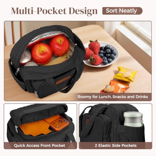 DALINDA Lunch Box Lunch Bag for Women Men, Insulated Lunch Bags, Reusable Bubble Crinkle Cute Lunchbox Lunchbag Small Cooler Tote Bag for Work, Travel, Picnic, Camping